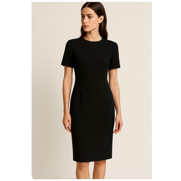 Vintage 90s ALGO Switzerland Womens Black 100% Silk Sheath Dress EU 42/US 14 - Picture 1 of 16